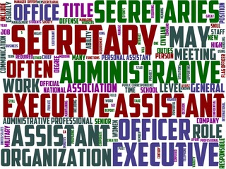 Fototapeta premium secretary typography, wordcloud, wordart,