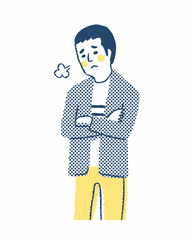 腕組みをしてため息をついている男性