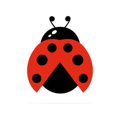 Ladybug cute icon. Ladybird insect character. Vector isolated on white	