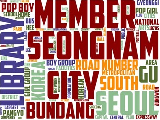 seongnam typography, wordcloud, wordart,