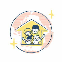 地球と笑顔の家族