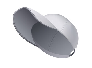 Baseball cap. Realistic baseball cap template front view. Empty mockup sport hat. Gray blank cap isolated on white background. Blank template of baseball uniform cap