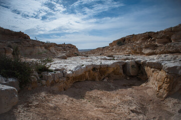 A Gorge in the Desert of Israel in a Time of Drought