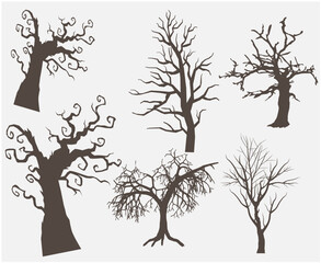 Trees Objects Signs Symbols Vector Illustration Abstract With Gray Background
