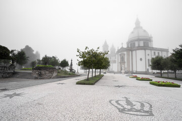 A foggy morning in "Sameiro" Sanctuary at Bom Jesus do Monte, Braga, Portugal.