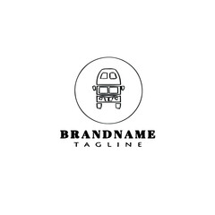 bus cartoon logo icon design template black vector illustration