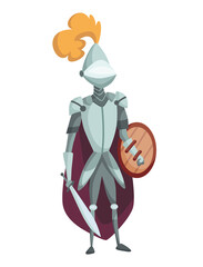 Medieval kingdom character of middle ages historic period  Illustration. Medieval knight in full armor flat illustration