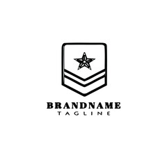 army rank logo cartoon icon template black isolated vector illustration