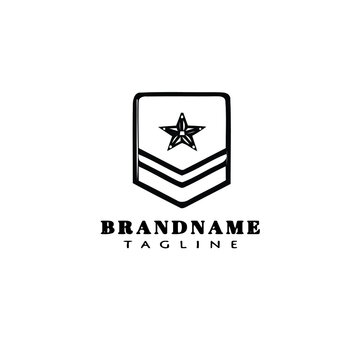 army rank logo cartoon icon template black isolated vector illustration