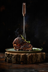 Charcoal marbled beef ribeye steak, BBQ meat