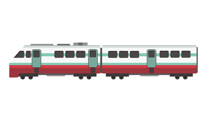 Fototapeta na wymiar Passenger express train. Railway carriage. Cartoon subway or high speed train. icon for web design or game scene