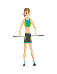 Woman fitness. Icon of girl doing sport exercises. Active and healthy life concept. Female workout fitness, aerobic or exercises. Slim woman in costume doing fitness workout