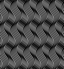 Vector geometric seamless pattern. Modern geometric background with wavy dotted lines.