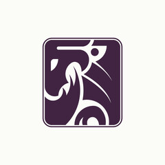 Dragon logo. head dragon illustration inside square shape. Vector illustration
