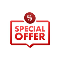 Special Offer grunge style red colored. Discount label. Vector stock illustration.