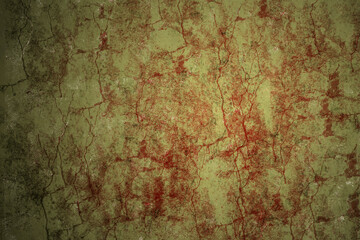 Bloody horrible background with crack texture. Gold and blood. Halloween wallpaper.
