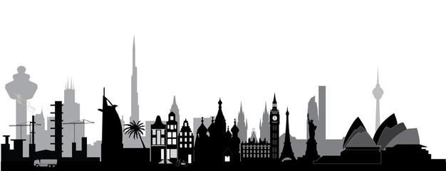 Naklejka premium illustration world city skyline