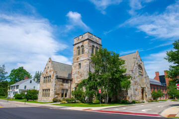 Phillips Church in Phillips Exeter Academy in town center of Exeter, New Hampshire NH, USA. 