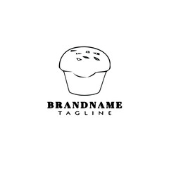 bread cartoon logo icon design template black isolated illustration