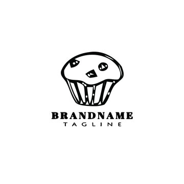 bread cartoon logo icon design template black isolated vector simple