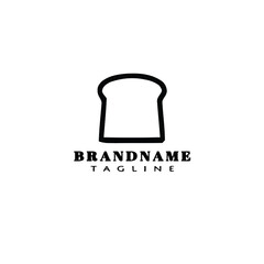 cute bread cartoon logo icon design template black isolated vector illustration