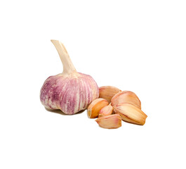 garlic and cloves isolated on white background