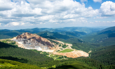Abandoned sulfur mine in Calimani mountains. Harghita Romania