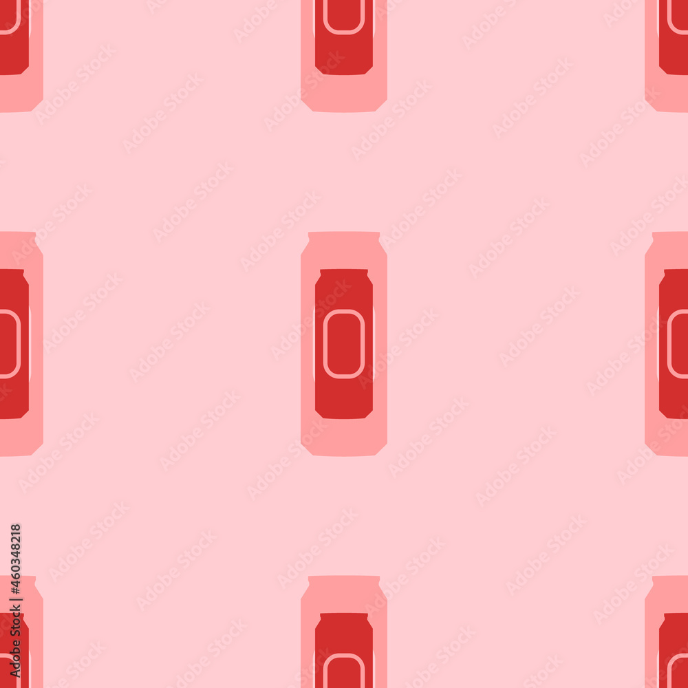 Poster seamless pattern of large isolated red beer can symbols. the elements are evenly spaced. vector illu