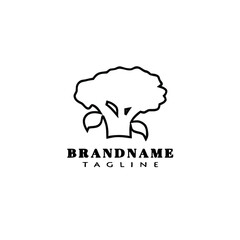 broccoli logo cartoon icon flat template black isolated vector illustration