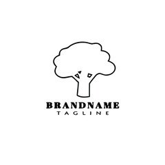 flat broccoli logo cartoon icon design template black isolated vector illustration