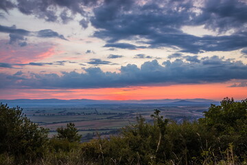 Beautiful green hills and green valley. Little sleeping town. A