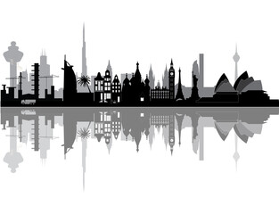 Naklejka premium illustration world city skyline