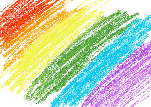 Rainbow spectrum crayon scribble doodle stripe sketches pastel color pencil hand drawn. Kid art work painting sheet, illustration