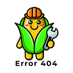 cute corn with error 404 icon illustration vector graphic