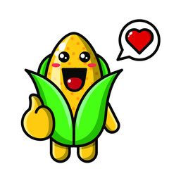 cute corn with love heart icon illustration vector graphic