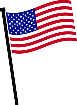 Waving American flag on the mast icon