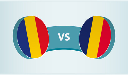 Romania vs Chad, team sports competition concept.