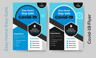 Covid-19 Corona Virus Flyer Poster Banner Template Design Vector