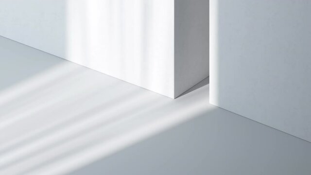 The change of light and shadow in the white empty room, 3d rendering.