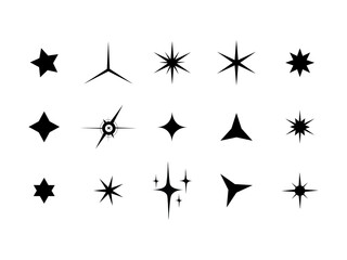 Fototapeta premium Star Vector icon. Starry night, Falling Star, Twinkle, Glow, Sparkles, Christmas Shining Stars illustrations.