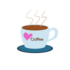 illustration digital art love hot coffee in cup background and wallpaper concept