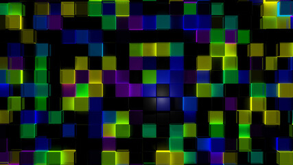 Random colorful glass square tile floor (3D Rendering)