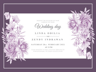 purple floral wedding invitation cards