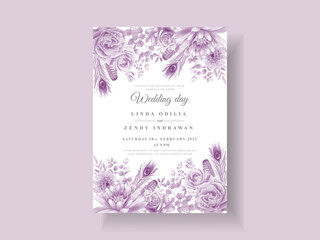 purple floral wedding invitation cards