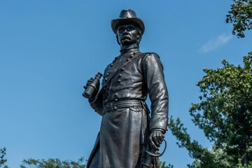 Closeup of Gouverneur Kemble Warren, Little Round Top, Gettysburg Battlefield, Pennsylvania, USA
