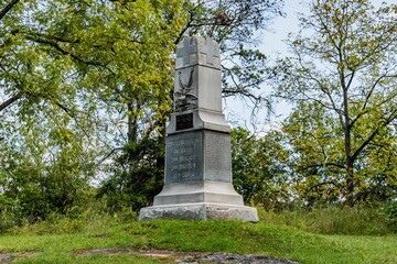Naklejka premium Monument to the 139th Pennsylvania Infantry, Gettysburg National Military Park, Pennsylvania, USA