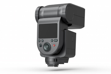 Camera external flash speedlight isolated on white background.