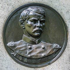 Closeup of Colonel Emory Upton, 121st New York Infantry, Gettysburg National Military Park,...