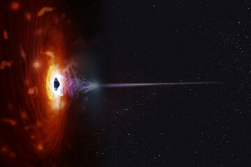 Black hole with nebula over colorful stars and spot fields in outer space. Elements of this image furnished by NASA.