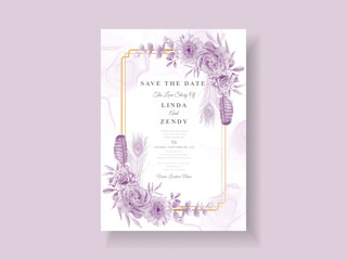 purple floral wedding invitation cards